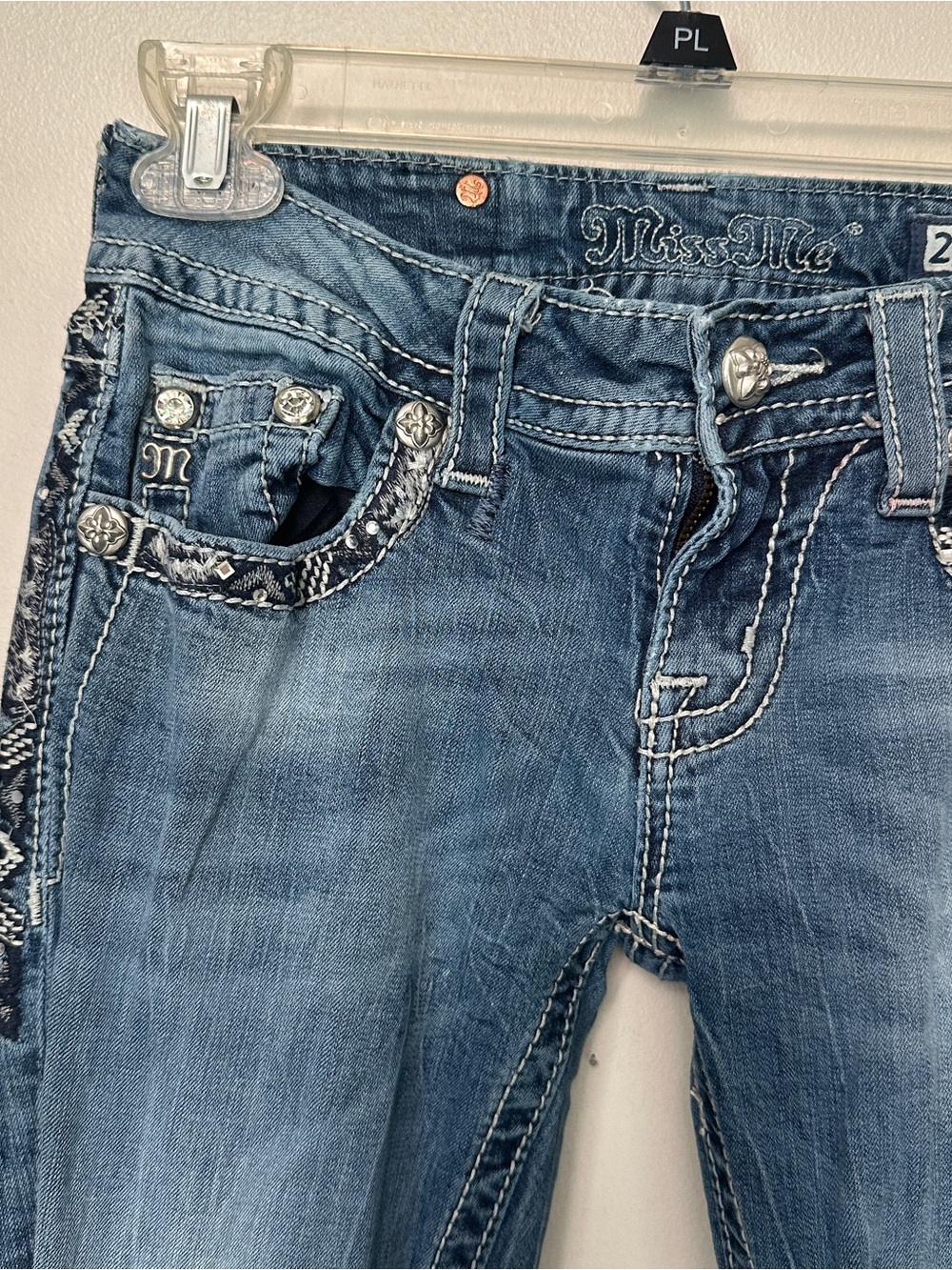Miss Me Flare Jeans with Embellished Pockets Medium Blue - Picture 3 of 5